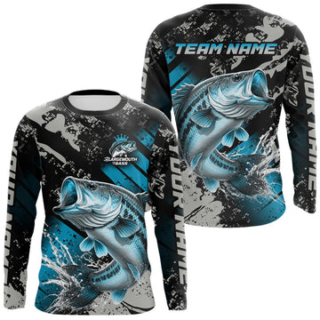 Maxcorners Bass Fishing Shirts Long Sleeve Customized Name, Largemouth Bass Fishing Jerseys For Men LM1203