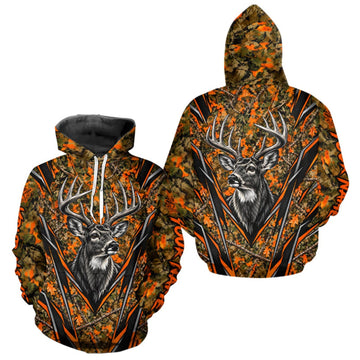Maxcorners Whitetail Deer Hunting Orange Camo Shirt For Men Custom Wildlife Outdoors Hunting Gift LM1910