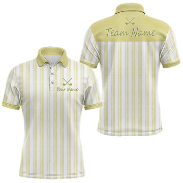 Maxcorners Personalized Golf Polo Shirt Mint Yellow Striped Custom Team Name Polo For Men LM1705