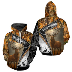 Maxcorners Red Deer Hunting Orange Camo Black - Personalized All Over Print Deer Hunting Clothes LM2509