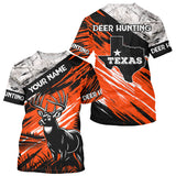 Maxcorners Deer Hunting Shirt 3D All Over Print Orange Black Gray Camo Deer With TX Flag Season LM2608