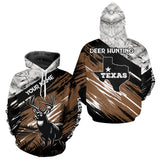 Maxcorners Deer Hunting Shirt 3D All Over Print Brown Black Gray Camo Deer With TX Flag Season LM2608