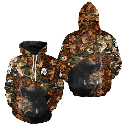 Maxcorners Personalized Name Boar Hunting Camouflage 3D All Over Printed Shirt, Boar Hunting Shirt LM1109