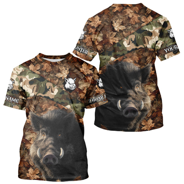 Maxcorners Personalized Name Boar Hunting Camouflage 3D All Over Printed Shirt, Boar Hunting Shirt LM0409