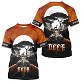 Maxcorners Season Personalized Deer Hunting Shirt 3D Full Moon Deer Skull All Over Print Hunting Gifts LM2608