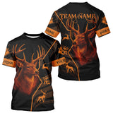 Maxcorners Black Orange Deer Hunting Shirt Personalized Custom Name 3D Full Print For Deer Hunters LM2608