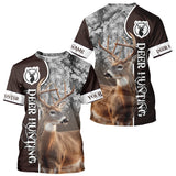 Maxcorners Deer Hunting Shirt Personalized 3D All Over Print Brown With Gray Camo Hunting Clothes LM2608