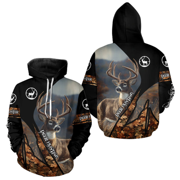 Maxcorners Whitetail Deer Hunting Shirt With Autumn Leaves Camo Pattern For Fall Season Hunters LM2608