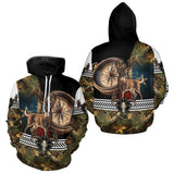 Maxcorners Deer Hunting Shirt Compass Design Forest Camo Custom Name Whitetail Deer Hunting Clothes LM0409