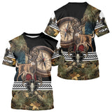 Maxcorners Deer Hunting Shirt Compass Design Forest Camo Custom Name Whitetail Deer Hunting Clothes LM0409