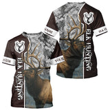 Maxcorners Elk Hunting Shirt Personalized 3D All Over Print Brown With Gray Camo Hunting Clothes LM0409