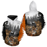 Maxcorners Whitetail Deer Hunting Shirt – Blaze Orange Camo Black Custom Name 3D Print LM0611