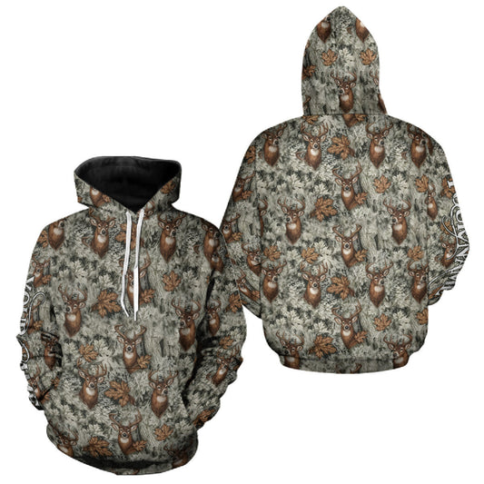 Maxcorners Beautiful Deer Hunting Shirts Pattern Deer Camo Custom Name 3D All Over Printed Hunting Gift LM0409
