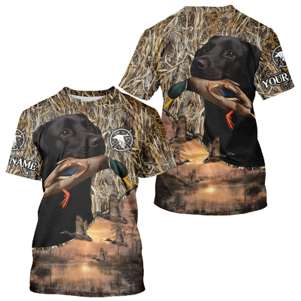Maxcorners Duck Hunting Shirt Camo with Labrador Retriever Black 3D All Over Printing Shirts for Men LM0409