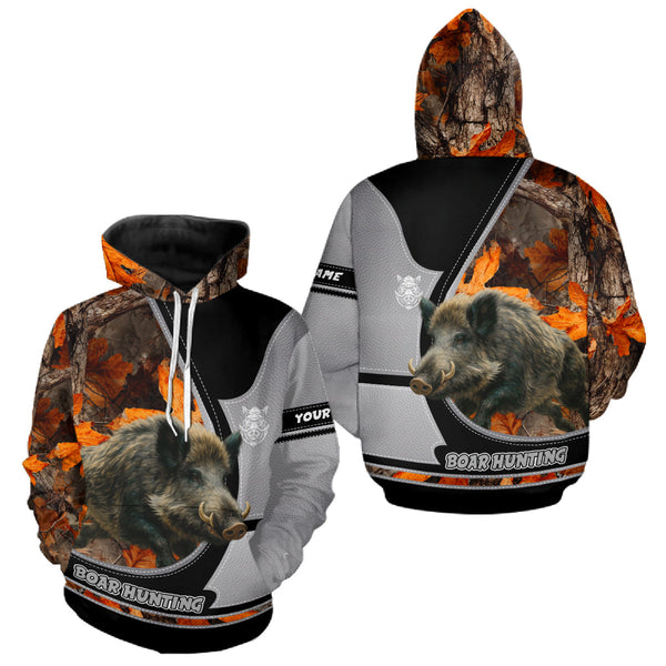 Maxcorners Wild Boar Hunting Black Camo Snow Winter 3D All Over Printed Shirts Custom Name Hunting Gift LM0409
