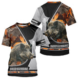 Maxcorners Wild Boar Hunting Black Camo Snow Winter 3D All Over Printed Shirts Custom Name Hunting Gift LM0409