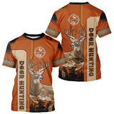 Maxcorners Custom Orange Whitetail Deer Hunting 3D Shirt With Name Print For Hunters, Hunting Gift LM2608
