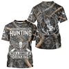 Maxcorners Deer Hunting Grey Camo 3D Shirts with Antler Skull Graphic, Funny Hunting Outfit for Hunters LM2608