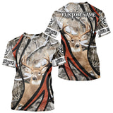Maxcorners Whitetail Deer Hunting Shirt Custom Name Snow Camo, Season Deer Hunting Clothes For Men LM0409