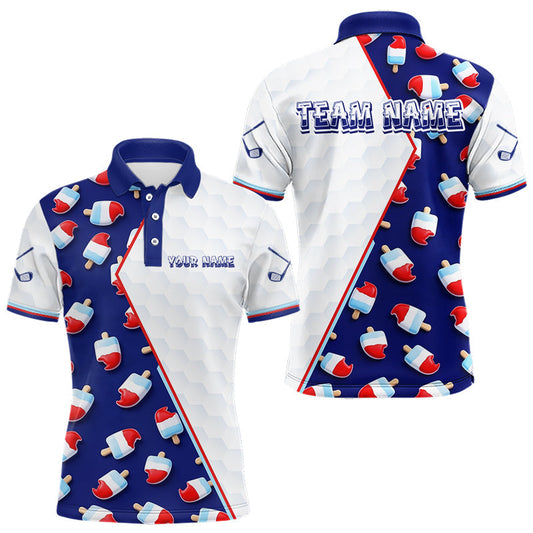 Maxcorners Custom Popsicle Pattern Mens Golf Polo, Personalized Summer Sweet Golf Shirt, Custom Golf Jersey, Family Team Shirt LM0404