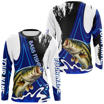 Maxcorners Bass Fishing Jersey Personalized Name Fishing Shirt, Angler Tournament Fishing Apparel LM1005