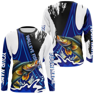 Maxcorners Walleye Fishing Jersey Personalized Name Fishing Shirt, Angler Tournament Fishing Apparel LM1005