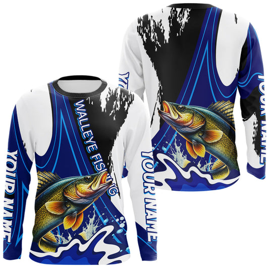 Maxcorners Walleye Fishing Jersey Personalized Name Fishing Shirt, Angler Tournament Fishing Apparel LM1005
