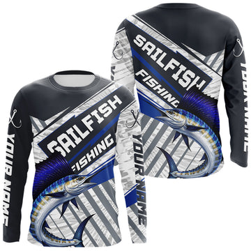 Maxcorners Personalized Sailfish Fishing Jerseys For Fishing Team, Sailfish Fishing Shirts Long Sleeve LM1705