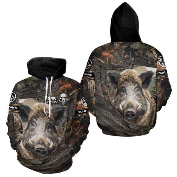 Maxcorners Personalized Wild Boar Hunting Camo Full Printing Shirts Wild Hog Hunting Gift for Hunters LM1809