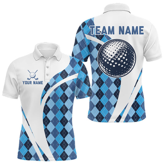 Maxcorners White And Green Argyle Pattern Mens Golf Polo Shirt Custom Golf Polo Best Golf Gifts