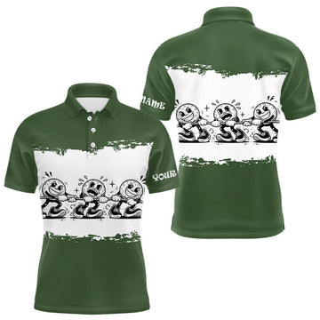 Maxcorners Funny Mens Golf Polo Shirt Green And White Golf Balls Personalized Golf Shirts For Men