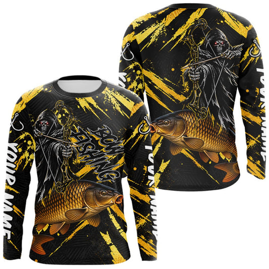 Maxcorners Carp Fishing Shirt Long Sleeve For Men, Grim Reaper Fishing Apparel, Bowfishing Gift LM1508