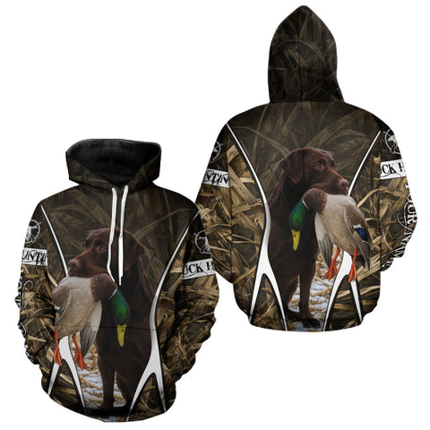 Maxcorners Duck Hunting Chocolate Lab 3D All Over Printed Camouflage Shirts, Duck Hunting Clothes LM1809