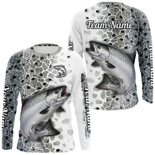 Maxcorners Chinook Salmon (King Salmon) Fishing Camo Performance Fishing Shirts Long Sleeve For Fisher LM1903