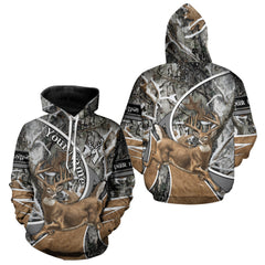 Maxcorners Whitetail Deer Hunting Big Game Shirt 3D All Over Print, Snow Winter Camo, Gift For Hunters LM2509