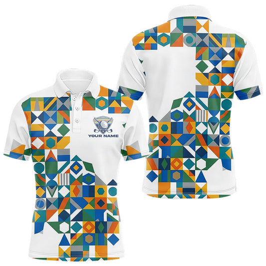 Maxcorners Colorful Geometric Custom Mens Golf Polo Shirts, Golf Jerseys For Golfer LM2704