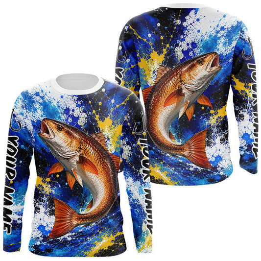 Maxcorners Custom Redfish Fishing Jersey – Saltwater Fishing Shirt Long Sleeve For Men LM0106