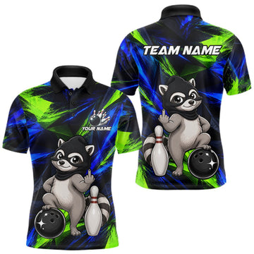 Maxcorners Funny Raccoon Bowling Shirt Bowling League Shirt Custom Team Name For Men LM0409