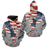 Maxcorners Deer Hunting 3D US Flag Camo Gray Grim Reaper Deer Skull Full Printing Custom Name Shirt LM0910