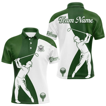 Maxcorners Custom Green & White Golf Shirt For Mens, Golf Jersey Team Golf For Mens LM1903