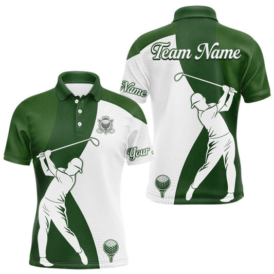 Maxcorners Custom Green & White Golf Shirt For Mens, Golf Jersey Team Golf For Mens LM1903