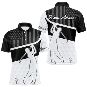 Maxcorners Mens Golf Polo Shirt American Flag Patriotic Golf Shirts Custom Name Golf Gifts For Mens LM2603