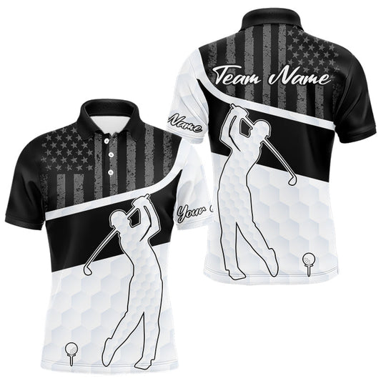 Maxcorners Mens Golf Polo Shirt American Flag Patriotic Golf Shirts Custom Name Golf Gifts For Mens LM2603