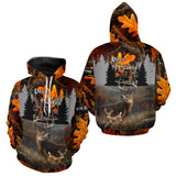 Maxcorners Whitetail Deer Hunting Orange Camo Autumn - Personalized All Over Print Deer Hunting Clothes LM0210
