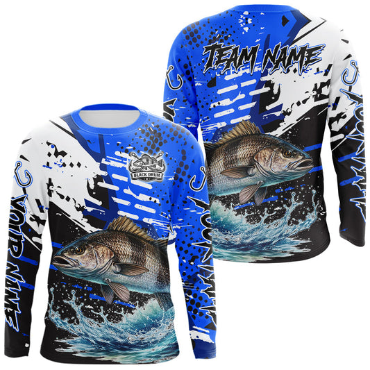 Maxcorners Personalized Black Drum Fishing Jerseys For Fishing Team, Tournament Fishing Shirts LM0402