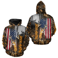 Maxcorners Orange Deer Hunting Camouflage Personalized Hunting Shirt, Hoodie Hunting Shirt For Men