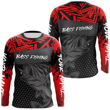 Maxcorners Bass Fishing Shirts Long Sleeve UPF Custom Name Fishing Shirt, Bass Fishing Clothing LM1501