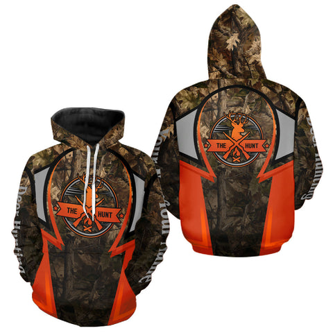Maxcorners Orange Deer Hunting Brown Camouflage 3D Custom Name Shirts, Best Camo Deer Hunting Gift LM1610