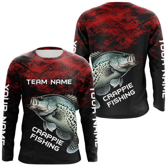 Maxcorners Personalized Crappie Fishing Shirts Red Camo Custom Name, Crappie Fishing Shirts LM1203