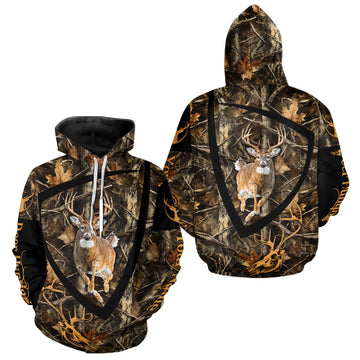 Maxcorners Personalized Whitetail Deer Hunting Brown Camouflage 3D All Over Printed Shirt LM1411